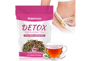 HOBRIWETO Detox Tee zum Abnehmen – 28 Teebeutel Gewichtsverlust Kräutertee, Natürliche Kräutermischung mit Grüner Tee, Löwenzahn, Rose & Pfirsich, natürlich & wirksam. Ideal für Wechseljahre & Blähungen
