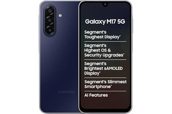 Samsung Galaxy M17 5G Mobile (Sapphire Black, 6GB RAM, 128GB Storage) | 50MP OIS Triple Camera | Super AMOLED Display | Goril