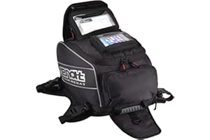 WILDKEN Sacoche de Réservoir Moto Pliable Étanche Sac Moto avec 2 Fenêtres, Sac à Dos à Base Amovible avec Habillage Pluie avec Aimant pour Honda Yamaha Suzuki Kawasaki Harley (23L)