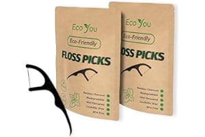 EcoYou | Biodegradable Floss Picks | 100 Count (Pack of 2) | Floss Sticks Dental | Bamboo Floss | Flossing Sticks Pick