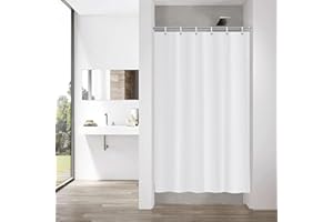 YISURE Cortina de ducha blanca fina textil 90 x 180, pequeña cortina de baño impermeable con ojales metálicos, ancho 90 x alto 180 cm