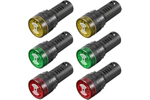 GUUZI 6 Stück AC DC 12V 22mm LED-Blitzalarmsignal Kontrollleuchte mit Summer (Rot/Gelb/Grün, Jeweils für 2 Stück)