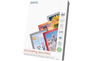 Pavo - A4 Lamineringspåse/laminerande påsar 2x80 mic (160 mic) med färgad ram paket 25, Glansig