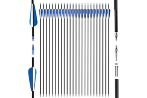 SERfawnCH Pfeile für Bogenschießen 30 Inch 24PCS Carbonpfeile Adult Hunting Arrows Jagdpfeile für Compoundbogen Recurve Bow Longbow und Straight Bow