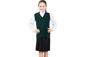 Nawal's Girls Knitted Tank Top V Neck Sleeveless Jumper School Uniform Smart & Comfortable