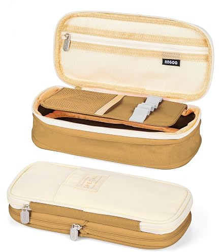 Large Capacity Pencil Case – Zippered 3-Compartment Fabric Pouch For Pens, Makeup, Office Supplies, Mountain Bike Design