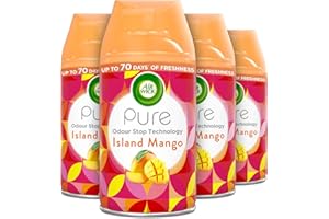 AIRWICK Air Wick Automatic Air Freshener Freshmatic Spray Refills, Island Mango, Pack 4 x 250ml, Natural Essential Oils, Last up to 280 days, Air freshener