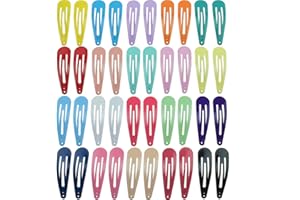 SYOLEE 40 Pcs Metal Snap Hair Clips Candy Color 2 Inch Non Slip Kids Barrettes Girls' Hair Accessories