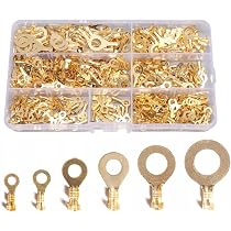 300-tlg Set Ringkabelschuhe Aus Messing – Crimp Ringösen M3-M10 In Gold, Für Kfz & Elektroinstallation Crimpverbinder Messing
