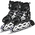 TRENDWAY TOYS Adjustable Size Inline Skates | Skating Shoes for Boys & Girls | 4 Wheels |Beginner-Friendly Skating Shoe | Adjustable Roller Blades | Enhanced Stability and Support (Black)