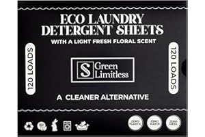 S GREEN LIMITLESS Green Limitless Eco Laundry Detergent 120 Sheets (Loads) with A Light Fresh Floral Scent. All the benefits of a liquid detergent, washing powder, or washing pods without any of the drawbacks.
