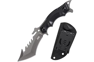 KHU Cuchillo Hoja Fija, Cuchillo Supervivencia Cuchillo Caza Cuchillo Bushcraft 440C Acero Mango de G10, Outdoor Caza Camping Accesorios - Funda Kydex - 02A