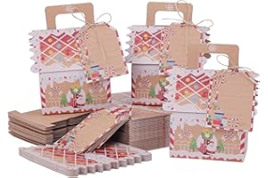 TsunNee 20PCS Christmas Party Gift Boxes, Xmas Kraft Paper Candy Boxes, Novelty Gift Packaging Decor for Christmas Party Advent Calendar DIY