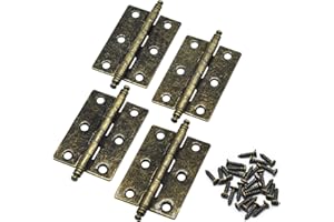 JJWNMLL 4 Bisagras de Puerta Antiguas de 63 mm x 43 mm - Plegables de Bronce Con Extremos de Bola para Muebles, Armario, Caja de Madera Retro, Caja de Joyería (4 Piezas)