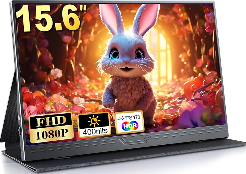 MOMODS Ecran Portable 15.6 Pouces, Moniteur Portable 1080P FHD IPS, Écran Portatif avec Mini HDMI USB C, pour Laptop, PC, PS5, Xbox