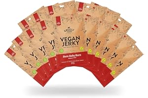 ‎GRIZZLY SNACKS Grizzly Foods • Vegan Jerky Burn Baby Burn (16 x 30g) • Pflanzliches Beef Jerky • Veganes Trockenfleisch • High Protein Snack • Ideal für Unterwegs, Büro, Sport