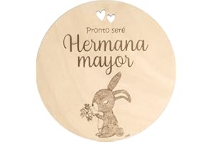 nagu® ES- Placa de madera pronto seré HERMANA mayor. Para hacer un anuncio de embarazo muy original participando a los hermanitos. Atrezzo de fotografía infantil, accesorios recién nacido