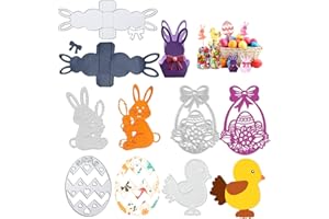 Taozoey Fustelle Pasqua, 5 Pezzi Fustella in Metallo, Metalliche Cutting Dies di Coniglietto di Pasqua/Scatola/Uova di Pasqua/Pollo/Cesto di Uova, Set di Stampini per Punzonatura Pasquali (A)