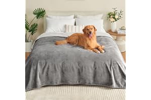 Yaning Waterproof Blanket 203x228cm for Adults, Reversible Waterproof Bed Cover for Dogs Cats Pets, Soft Leakproof Blanket for Bed Couch Sofa Furniture Protector, Grey/Light Grey