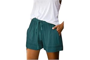 WWRICOTTA Shorts Femmes avec Poches Et Cordon - Short De Salon Pantalon D'éTé Uni Pantalon Courte Short D'éTé Large Solide Et Confortable Short Gainant Femme Ventre Plat