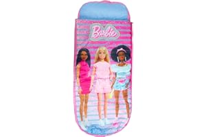 Character World Barbie ReadyBed Kids Inflatable Air Bed and Sleeping Bag with Pump | Girls Travel Mattress for Sleepovers and Camping or Home Use