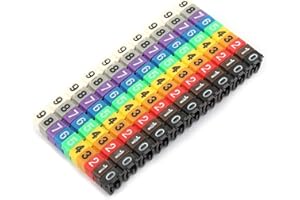 OUMEFAR Clip-on String Marquage Tube Fil Numéro Numérique Fil Coloré Câble Marqueur Étiquette Tube Ensemble(100PCS KCM-2.5mm²)