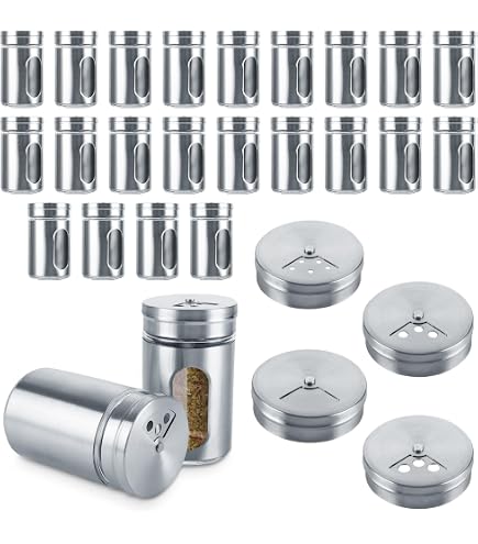 Lot de 24 Pots à Épices de 120 ml Bocaux à Épices, En verre Scellé Lot de 24 Pots à Épices de 120 ml Bocaux à Épices, En verre Scellé