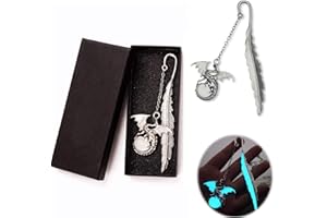 WOOXDYUK Metalowa zakładka w stylu vintage, retro, świecąca w jedynym w swoim rodzaju Glow in the Dark, prezent dla mężczyzn i kobiet (antyczny srebrny smok), HGA1224SHUQIAN