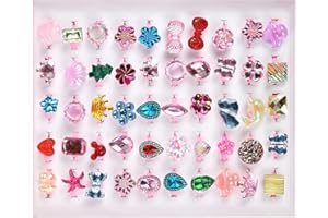 Osdue Pierścionki na biżuterię dla małej dziewczynki, w pudełku, regulowane, każdy inny, zestaw biżuterii księżniczki, prezent dla małej dziewczynki, do zabawy, przebrań