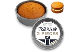 SAMUEL GROVES Great British Bakeware 2 Pack 8" Deep Superior Double Coated Non-Stick Victoria Sandwich Cake Tin, Baking, Oven Safe, Round Cake Tin, Fixed Base, PFOA & BPA Free Cookware, Made in England