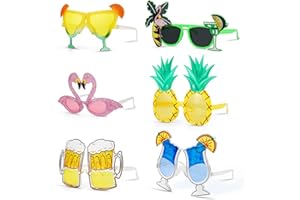 WolinTek 6 Paar Neuheit Party Brille,Lustige Brille, Strandparty Sonnenbrillen, Hawaii Tropische Sonnenbrille Kostüm Party Sonnenbrille für Sommer Party Photo Requisiten,Strand Thema Dekoration