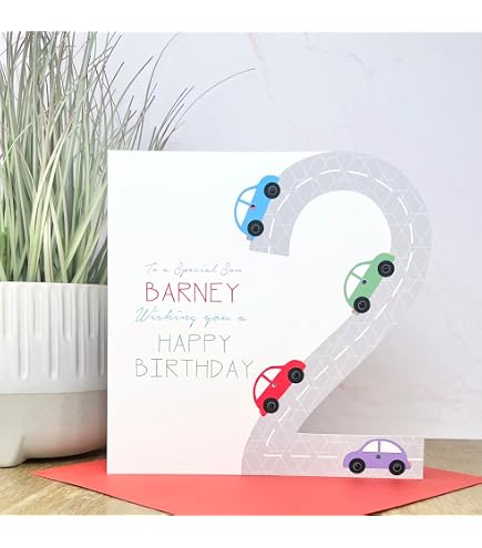 White Cotton Cards Handgefertigte Geburtstagskarte Für Enkel – Happy 2nd Birthday, Mit Glitzer & Strass
