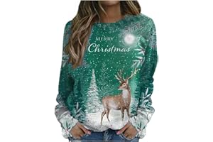 JokeLomple Sudadera Mujer Sin Capucha Navidad - Sudaderas Divertido Estampado De NavideñO Ropa De Navidad Pullover Chica Casual Elegante Original Adolescente Chica Sudadera Camisetas Blusas NavideñOs
