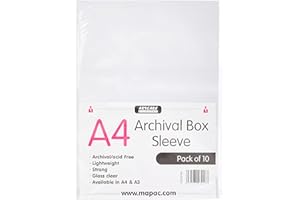 ARTCARE Mapac : Archival Box Sleeve : A4 : Pack of 10 : Clear : No Ring Binder Holes