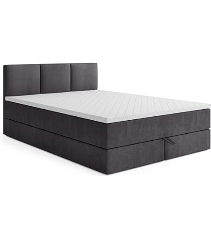 DELIFE Boxspringbett Dream-Well 160x200cm - Mit Matratze & Topper