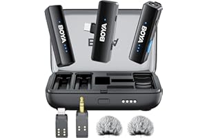 Boya BOYALINK 2 Upgrade – 3 w 1 Bezprzewodowy Mikrofon Lavalier, Podwójny Klips na Klapę, do 30 Godzin Pracy dla iPhone’a, Androida i kamer, Redukcja Szumów do Nagrań Wideo i Audio
