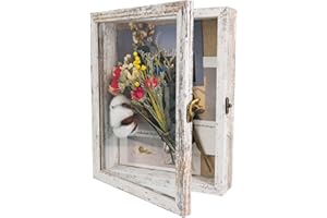 GraduationMall 20x25cm 3D Marco de Fotos con Puerta Caja de Sombra,para Recuerdos de la Boda Ramo Medallas,Cuadro de Memoria para Recuerdos Blanco