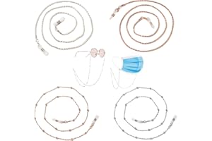 CICIING 4-częściowy łańcuszek do okularów damski pasek do okularów różowe złoto/srebrne okulary sznurek koraliki okulary łańcuszek z silikonowymi pierścieniami antypoślizgowymi do codziennego życia