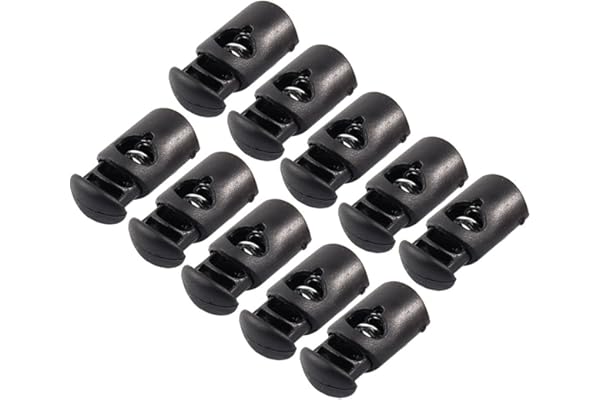 sourcing map 10pcs Arrêt de Cordon Serrure de Cordon Verrou de Cordon à Ressort bloqué Cordon Glisser Cordon pour Vêtement Sac Lacet Camping Noir
