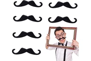 Whaline 5 Inch Large Self Adhesive Fake Mustaches Novelty Black Mustache for Masquerade Costume Party (6 Pieces)