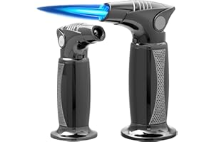 M TIME C CLUB Torcia ricaricabile in butano – Torcia a micro soffiaggio ad alte prestazioni con fiamma regolabile, serratura di sicurezza e design antivento per casa e cucina (gas non incluso)