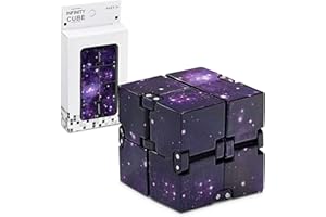 Lillyvale Infinity Cube Plastic Fidget Toy Galaxy Space Mini Finger Toys Handy Fidgeting Game for Kids Adults Anxiety Disorder Star Purple Pattern Killing Time For ADD ADHD (Purple Galaxy Sky)