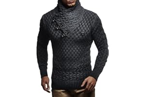 Leif Nelson Maglione Uomo Felpa a Maglia Collo a Scialle LN-5255