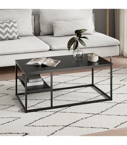 Tavolino Basso Rettangolare [en.casa] – 102x43x46 Cm, Piano In Vetro Temperato, Struttura In Acciaio Bianco Opaco