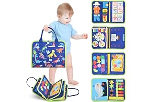 TIAZHAN Zajęty Tablica Montessori Zabawka, Busy Board dla 1 2 3 4-lat Chłopców i Dziewczynek dla Małych Dzieci, Zabawka Sensoryczna, Tablica do Cwiczeń, Zabawki Podróżna Edukacyjne dla Przedszkolaków