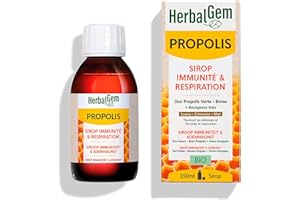 HERBALGEM - Sirop Propolis Adulte - Stimulant Naturel - Confort Des Voies Respiratoires - Enrichi Aux Bourgeons - Certifié Bio - 150 ml