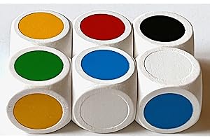 SPIELTZ Cubo de pintura XL de madera extragrande (20 mm) para niños pequeños, personas mayores y juegos XL (6 dados, rojo, amarillo, azul, verde, negro, blanco)