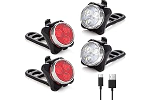 YARRIE LED Licht 4er Set USB Aufladbar, Helles Licht, Kompakt und Wasserdicht, Langlebiger 650mAh Akku, LED Lampe Set für Außenbereich, kann auch als Kinderwagen Licht/Helm Licht (4 Stück)