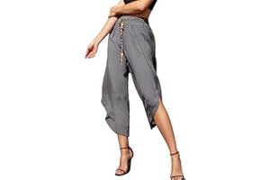 Och Bella Szerokie, luźne spodnie damskie z rozciętymi nogawkami, damskie spodnie z rozciętymi nogawkami, przewiewne, lekkie spodnie z wiskozy dla kobiet z szerokimi nogawkami, styl boho, komfort i