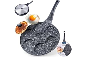 ORION GROUP ORION Grande Poêle à œufs plat Ø 27 cm | Pour 7 œufs au Plat | Crêpière avec Poignée | pour Gaz et Induction | avec Revêtement Antiadhésif